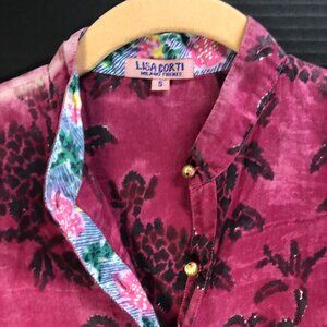 Lisa Corti Italy Pink Tank Cotton Women S/M Pockets Floral Cut Off Piece ***READ